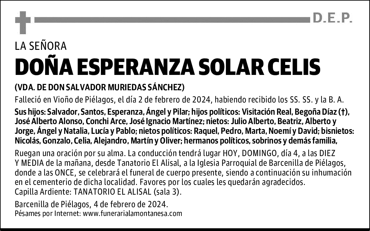 DOÑA ESPERANZA SOLAR CELIS