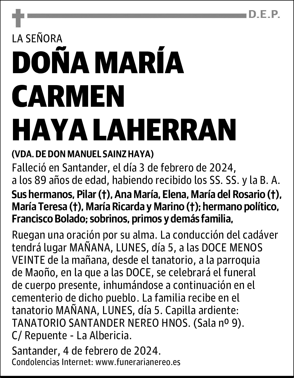DOÑA MARÍA CARMEN HAYA LAHERRAN