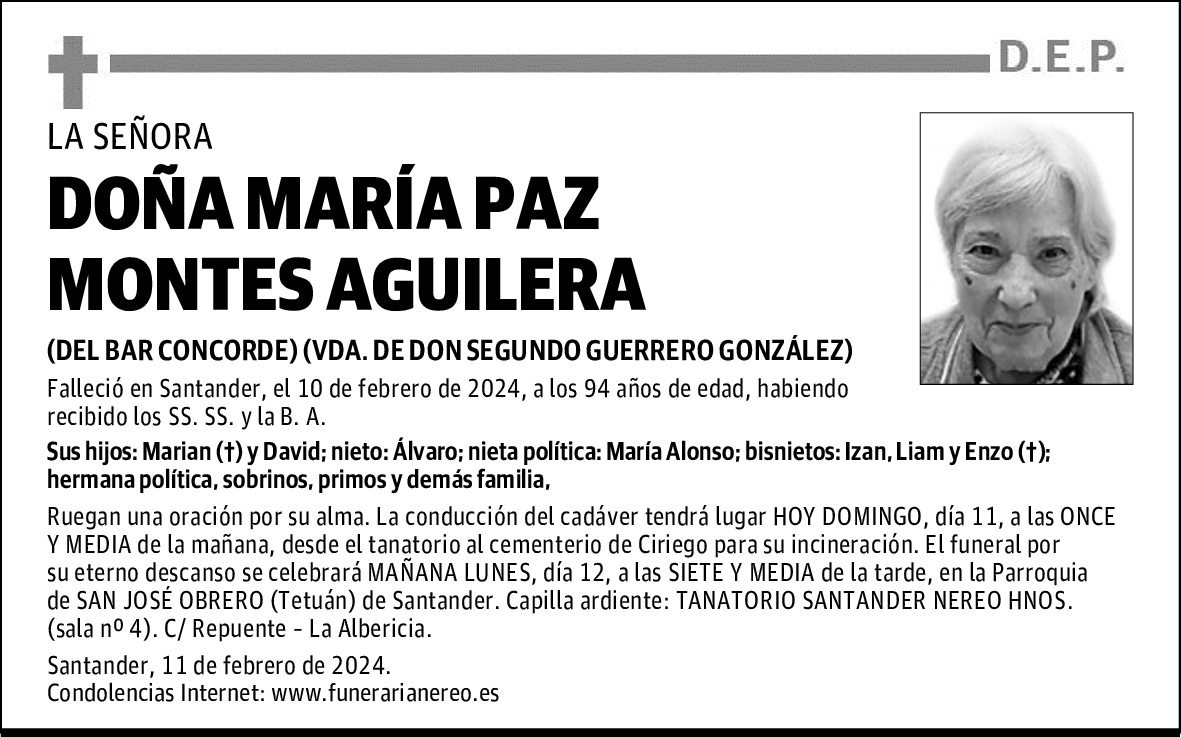 DOÑA MARÍA PAZ MONTES AGUILERA