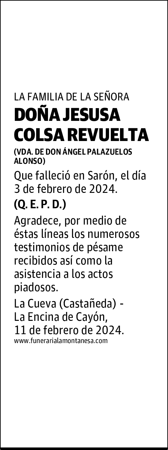 DOÑA JESUSA COLSA REVUELTA