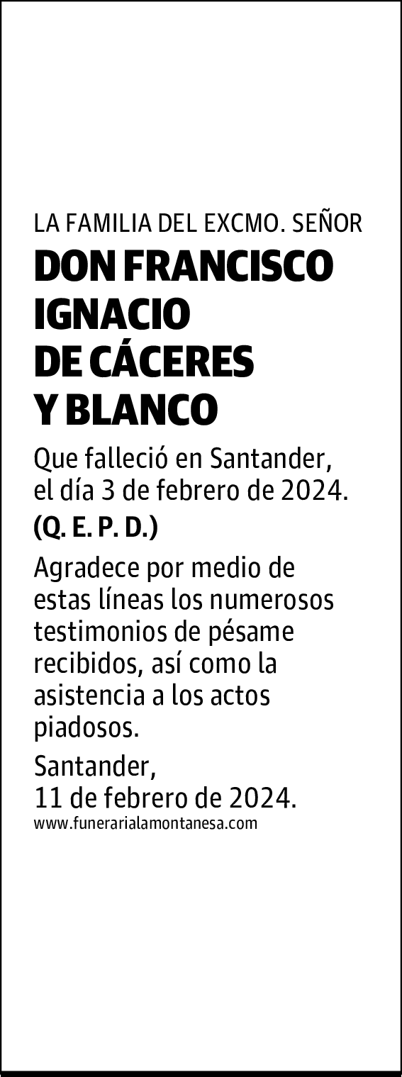DON FRANCISCO IGNACIO DE CÁCERES Y BLANCO