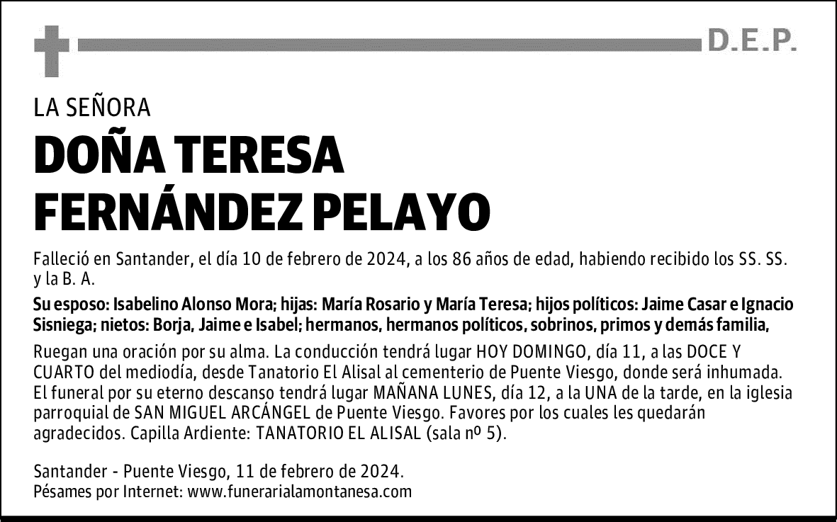 DOÑA TERESA FERNÁNDEZ PELAYO