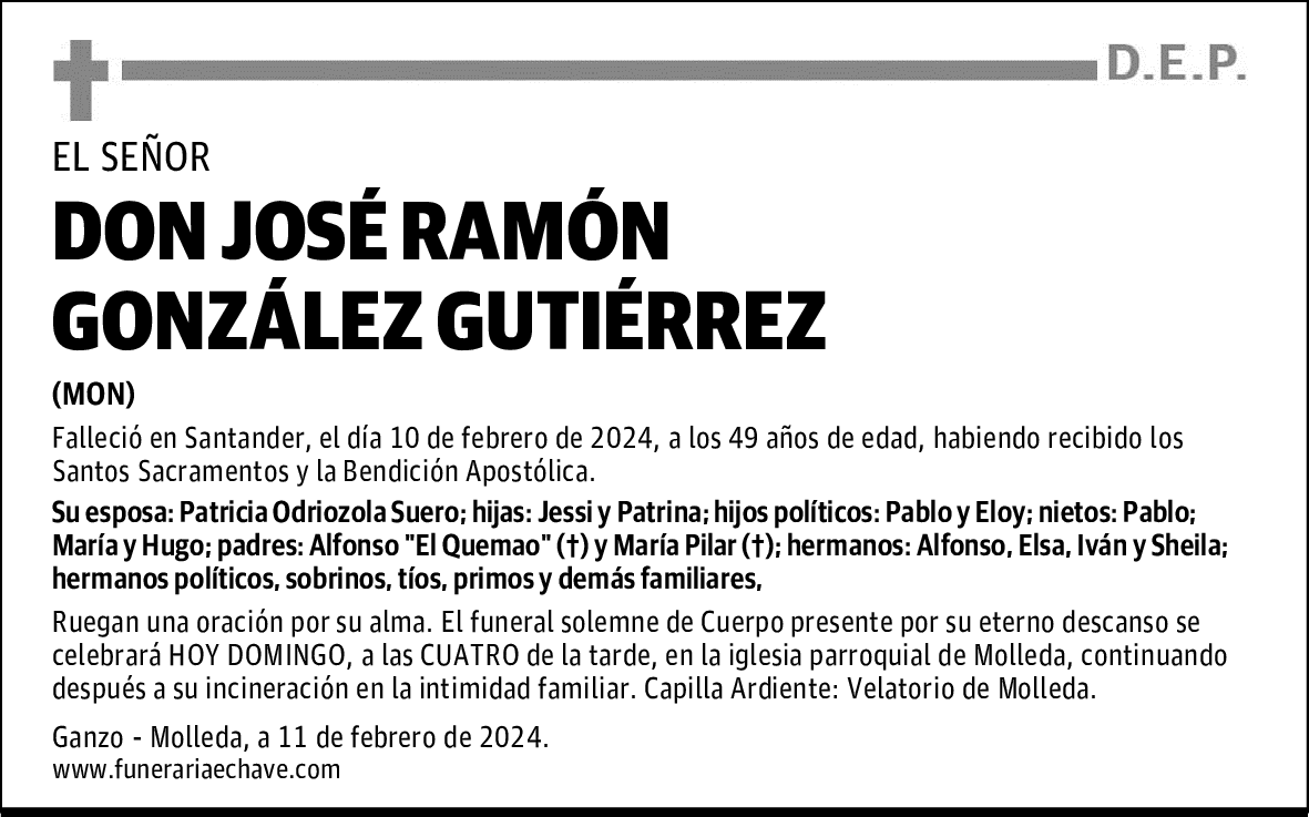 DON JOSÉ RAMÓN GONZÁLEZ GUTIÉRREZ