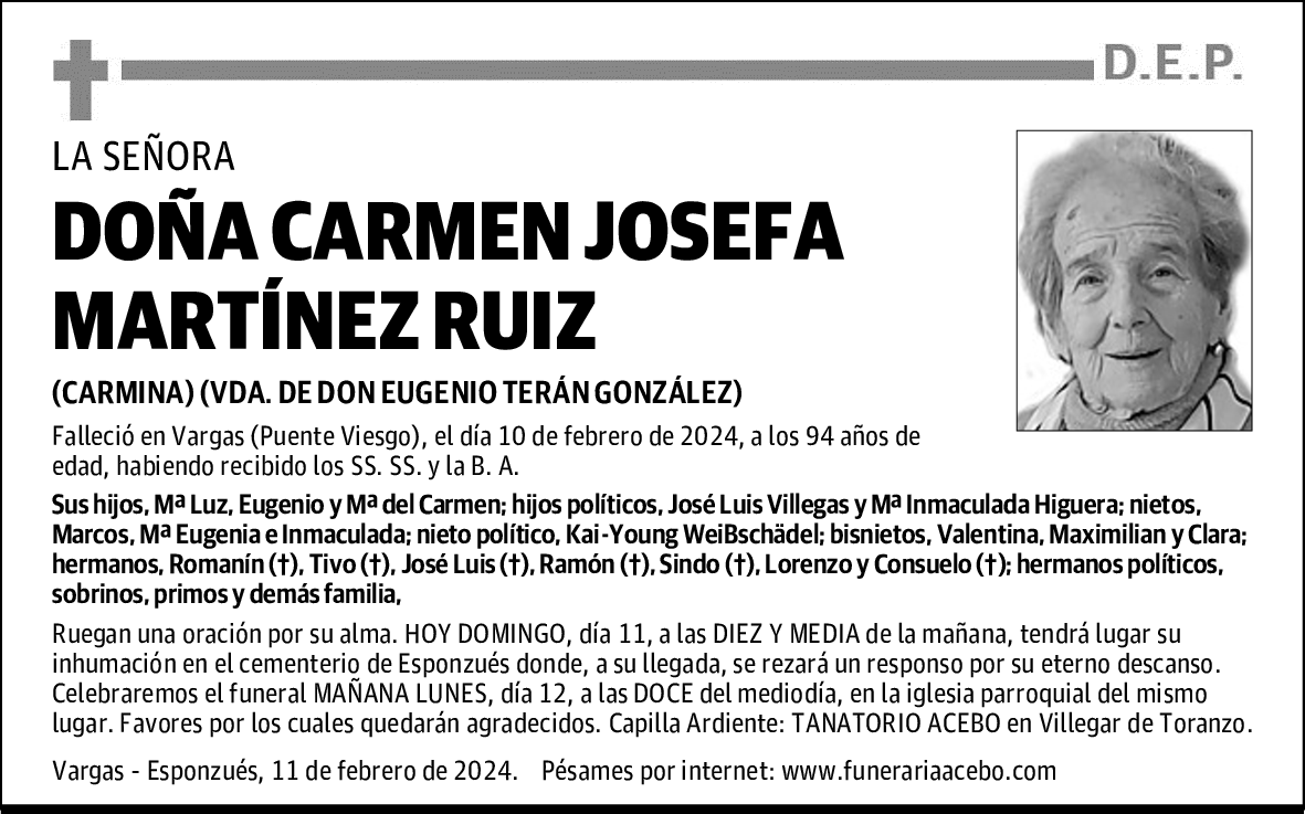 DOÑA CARMEN JOSEFA MARTÍNEZ RUIZ