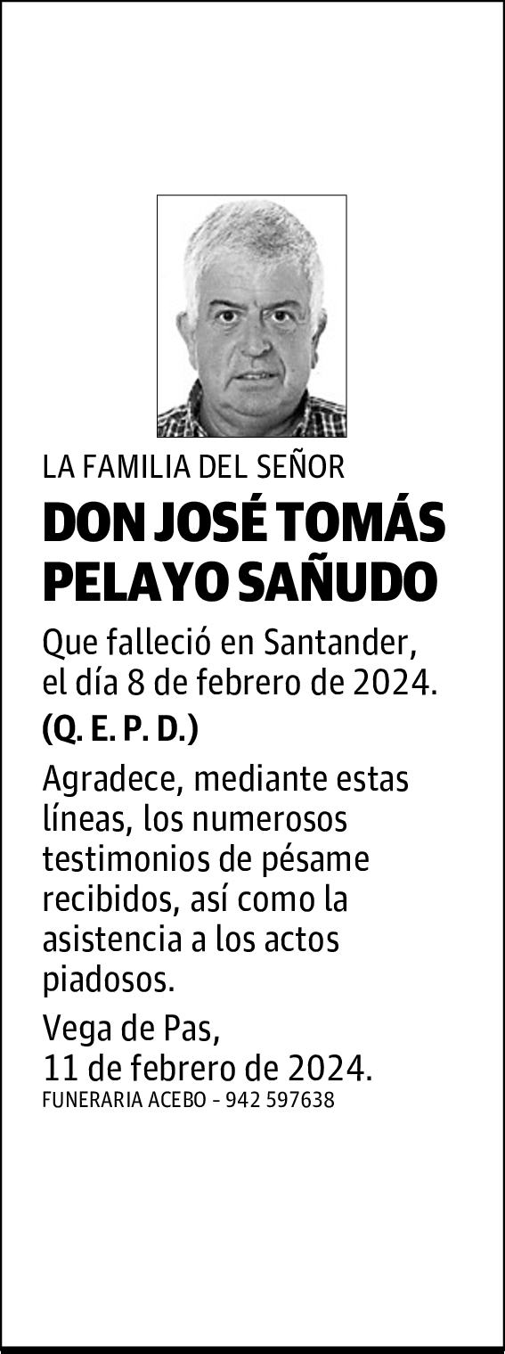 DON JOSÉ TOMÁS PELAYO SAÑUDO