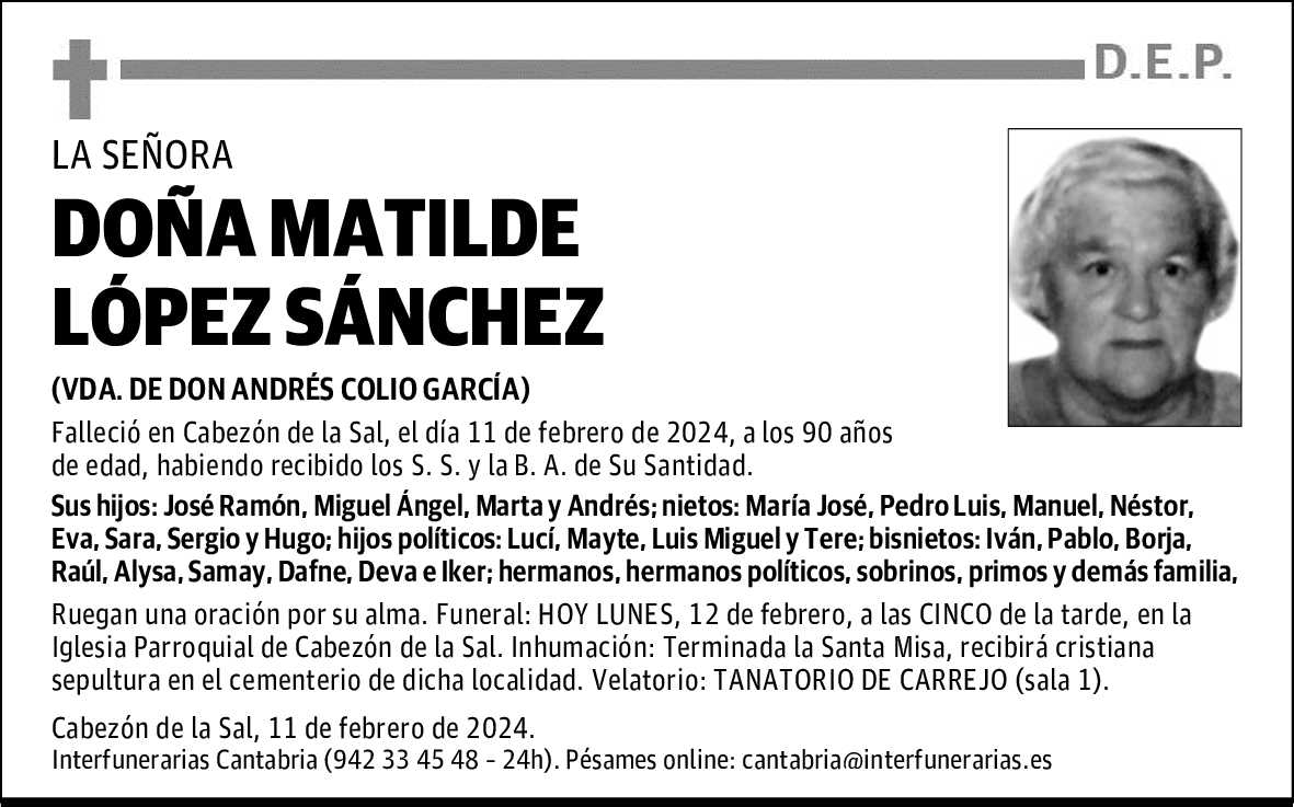 DOÑA MATILDE LÓPEZ SÁNCHEZ