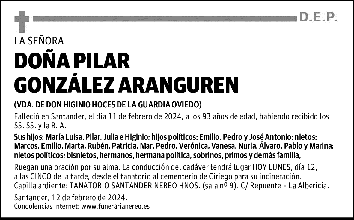 DOÑA PILAR GONZÁLEZ ARANGUREN