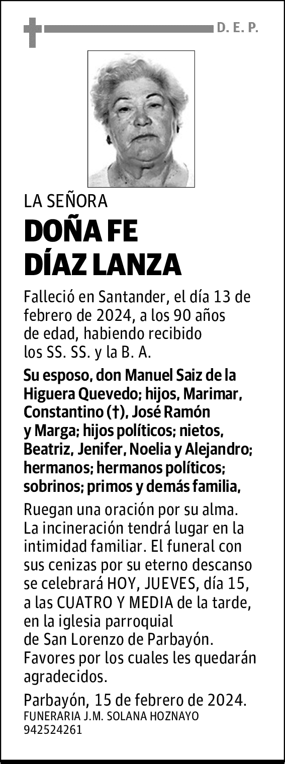 DOÑA FE DÍAZ LANZA