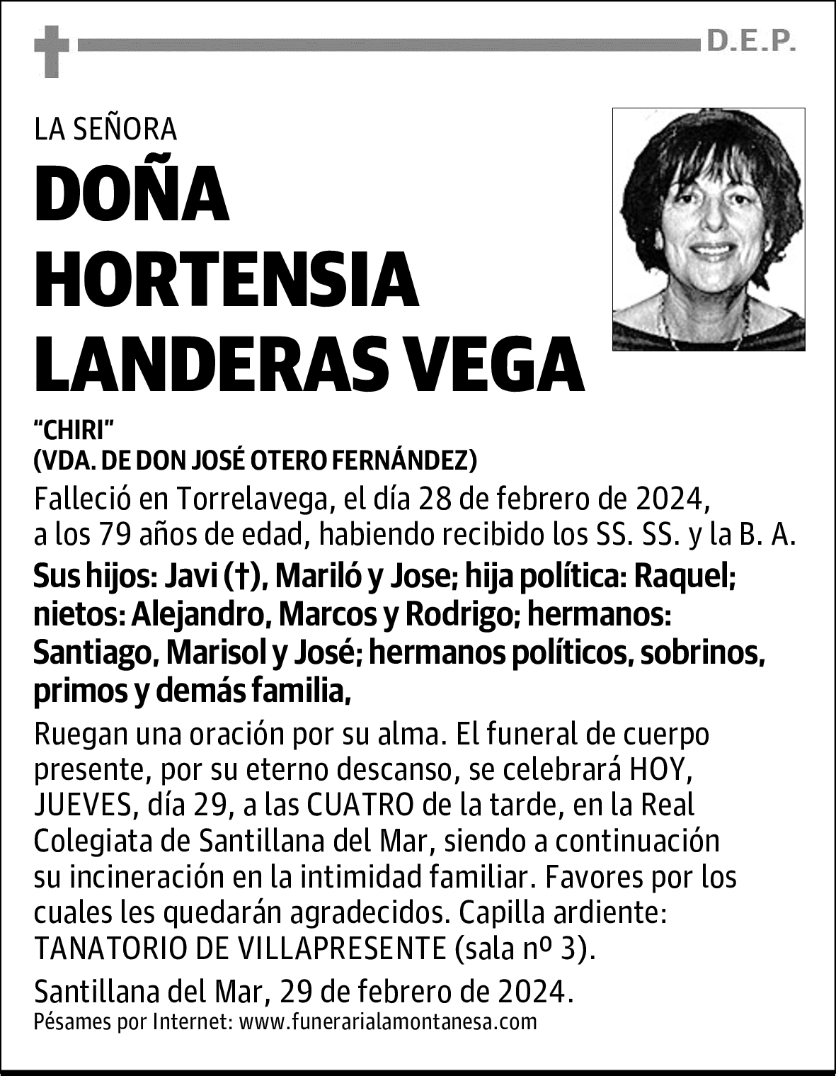 DOÑA HORTENSIA LANDERAS VEGA