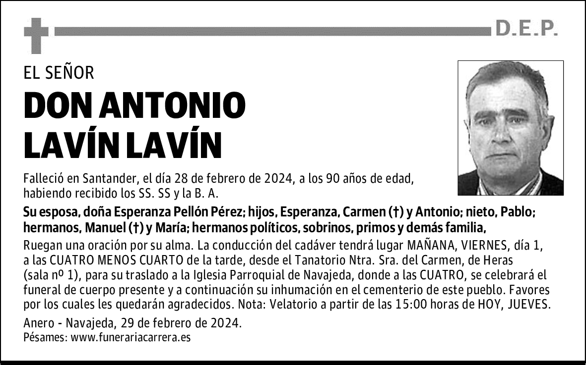 DON ANTONIO LAVÍN LAVÍN