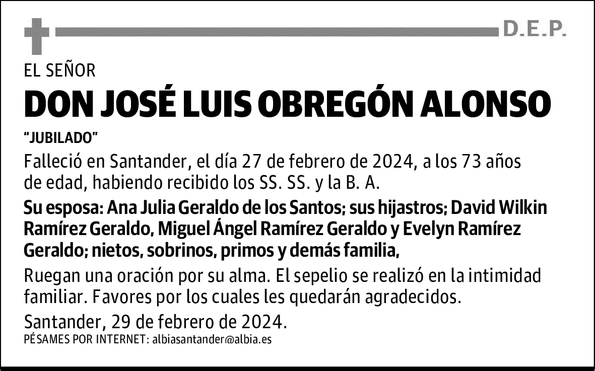 DON JOSÉ LUIS OBREGÓN ALONSO