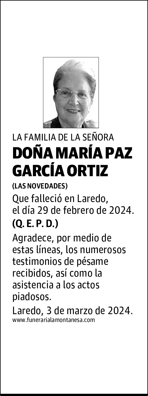 DOÑA MARÍA PAZ GARCÍA ORTIZ