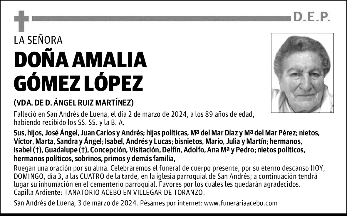 DOÑA AMALIA GÓMEZ LÓPEZ