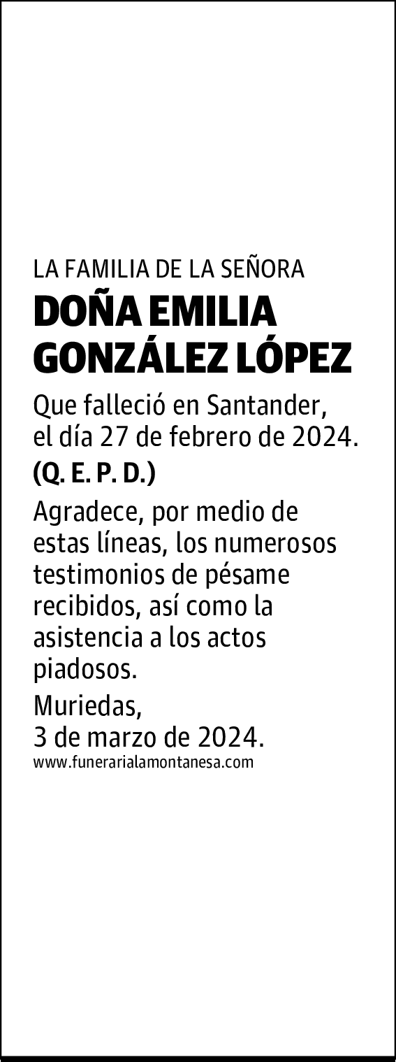 DOÑA EMILIA GONZÁLEZ LÓPEZ