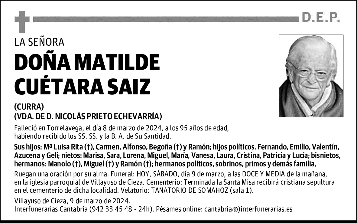 DOÑA MATILDE CUÉTARA SAIZ