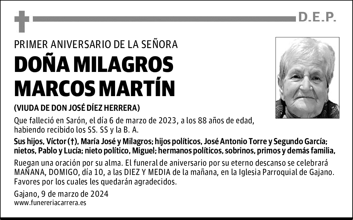 DOÑA MILAGROS MARCOS MARTÍN