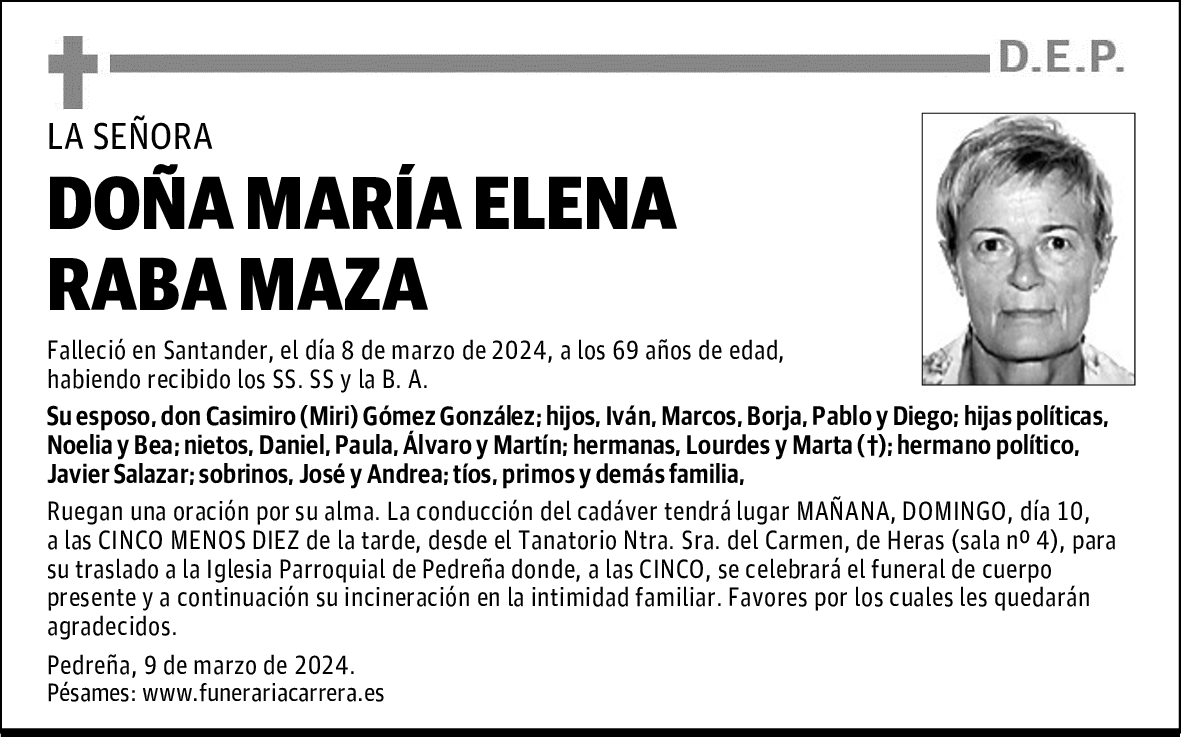 DOÑA MARÍA ELENA RABA MAZA