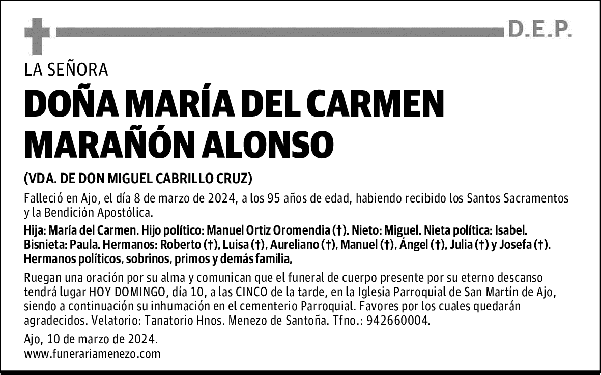 DOÑA MARÍA DEL CARMEN MARAÑÓN ALONSO