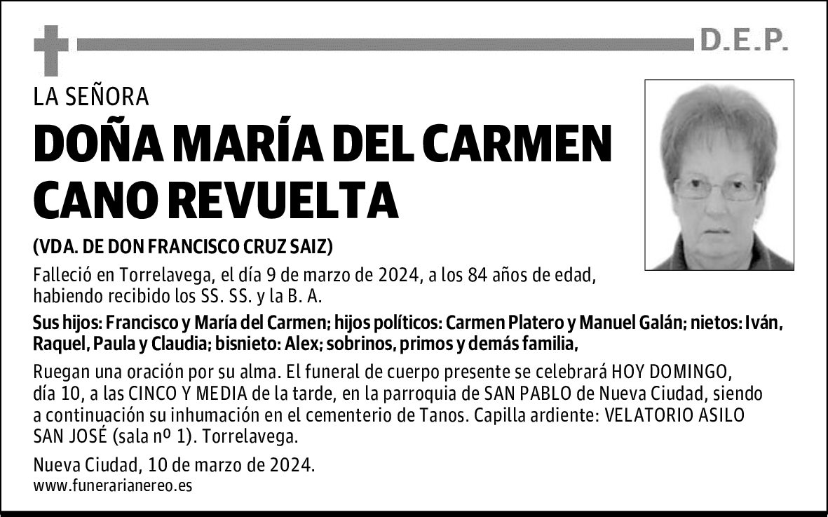 DOÑA MARÍA DEL CARMEN CANO REVUELTA