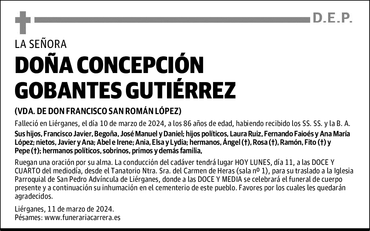 DOÑA CONCEPCIÓN GOBANTES GUTIÉRREZ