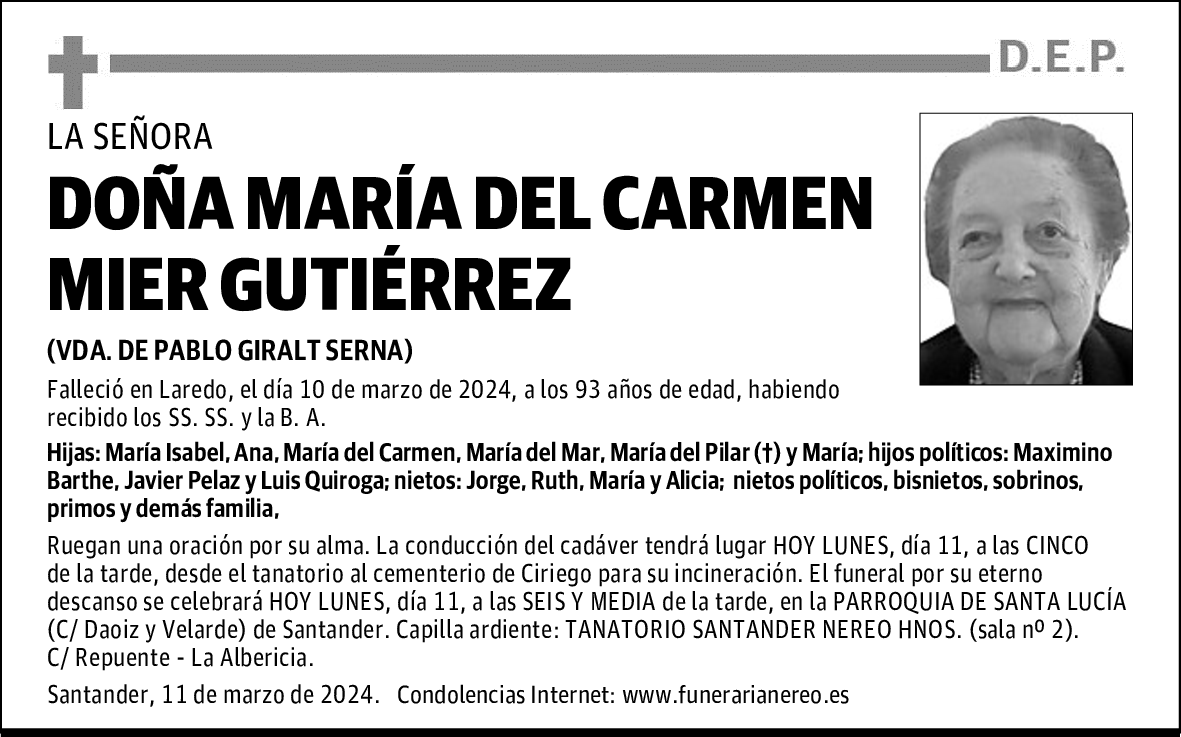 DOÑA MARÍA DEL CARMEN MIER GUTIÉRREZ