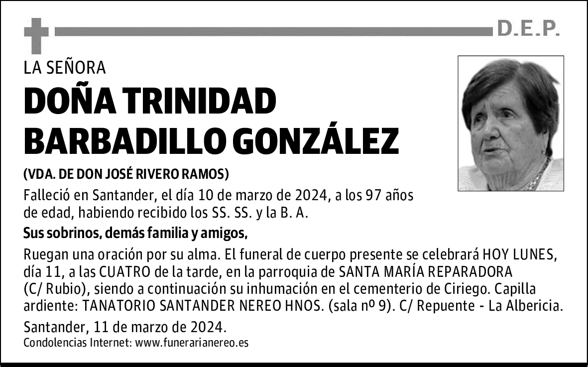 DOÑA TRINIDAD BARBADILLO GONZÁLEZ