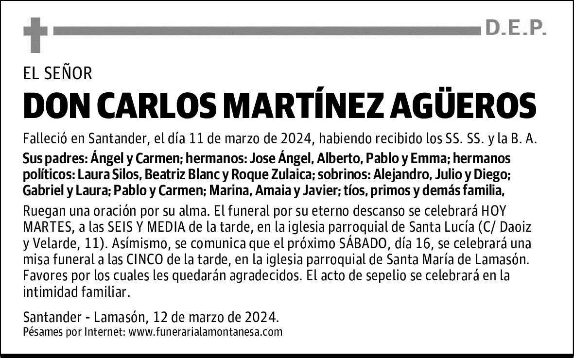 DON CARLOS MARTÍNEZ AGÜEROS