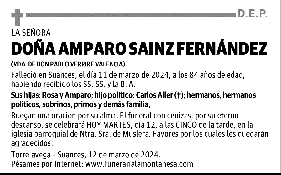 DOÑA AMPARO SAINZ FERNÁNDEZ