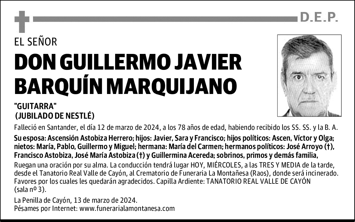 DON GUILLERMO JAVIER BARQUÍN MARQUIJANO