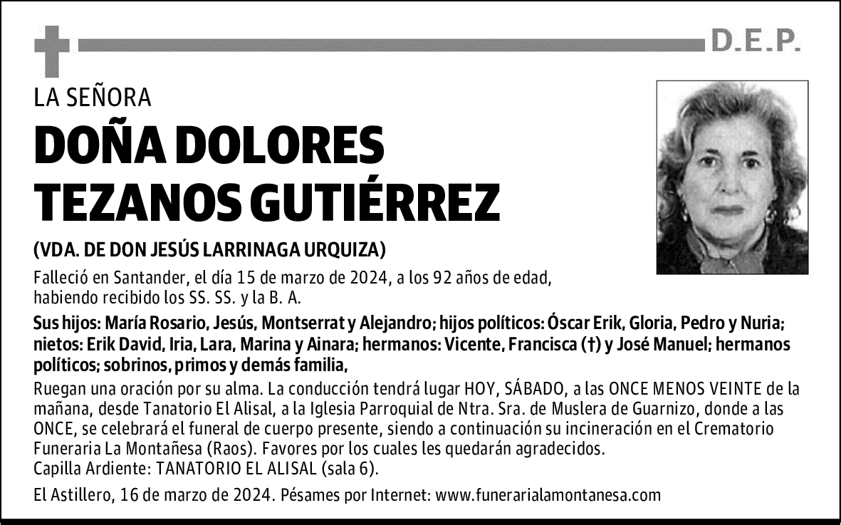 DOÑA DOLORES TEZANOS GUTIÉRREZ