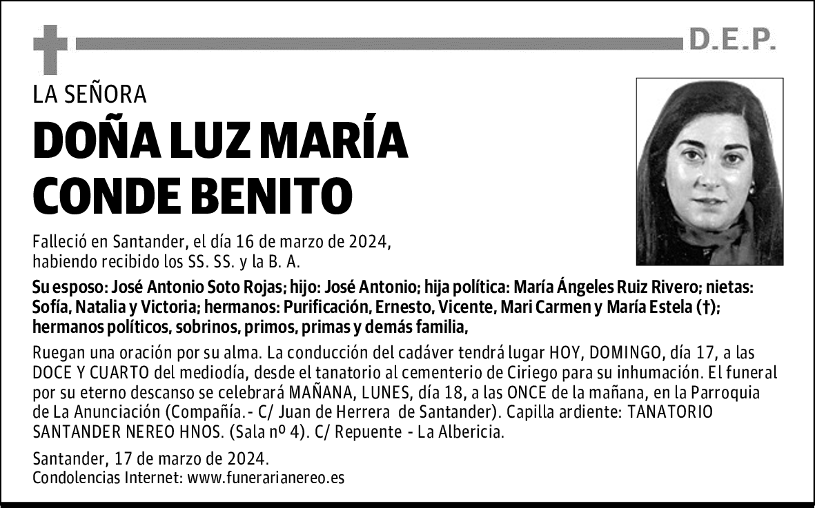 DOÑA LUZ MARÍA CONDE BENITO