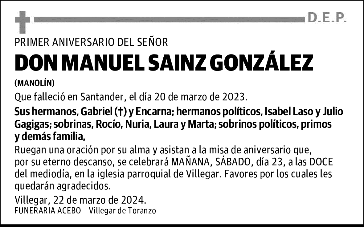 DON MANUEL SAINZ GONZÁLEZ