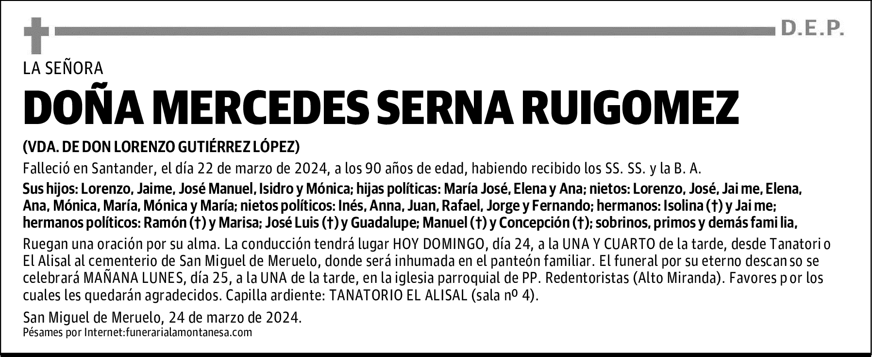 DOÑA MERCEDES SERNA RUIGOMEZ