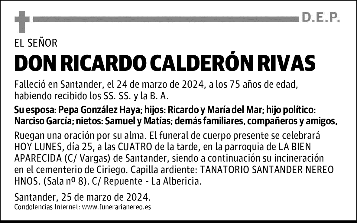 DON RICARDO CALDERÓN RIVAS