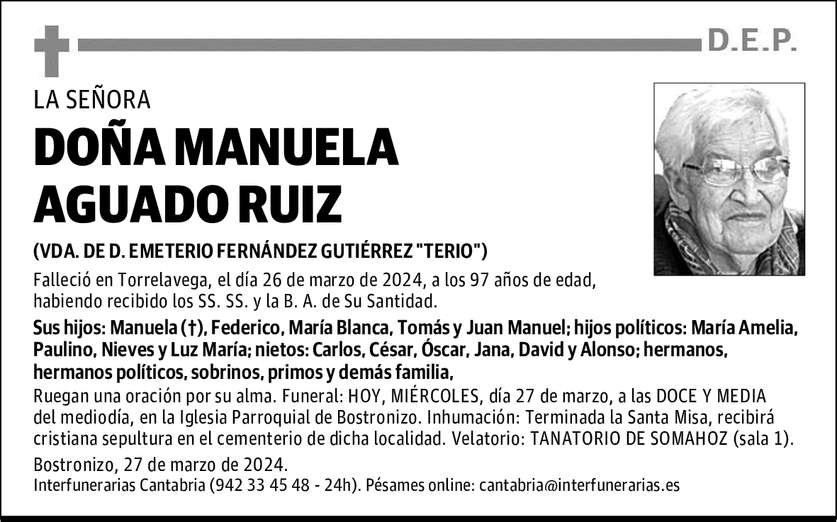 DOÑA MANUELA AGUADO RUIZ