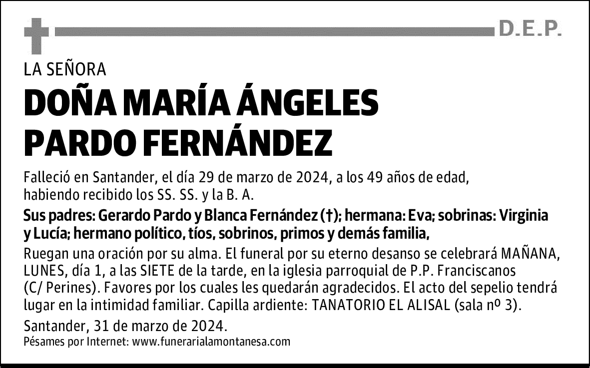 DOÑA MARÍA ÁNGELES PARDO FERNÁNDEZ