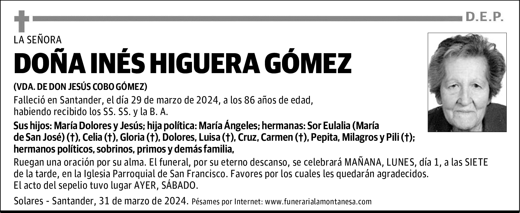 DOÑA INÉS HIGUERA GÓMEZ