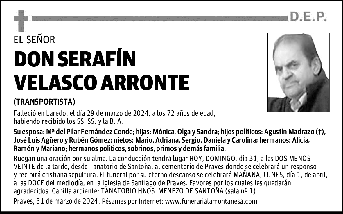 DON SERAFÍN VELASCO ARRONTE