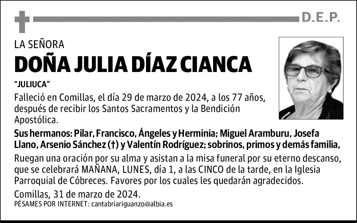 DOÑA JULIA DÍAZ CIANCA