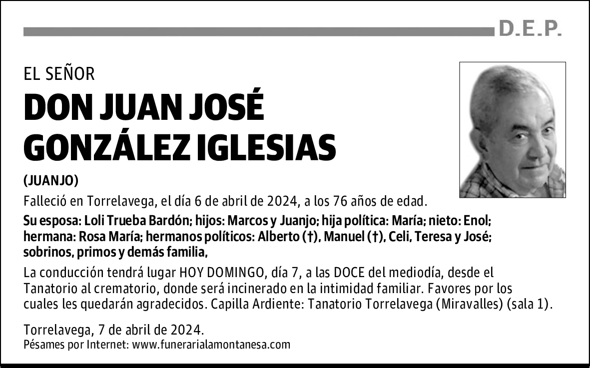 DON JUAN JOSÉ GONZÁLEZ IGLESIAS
