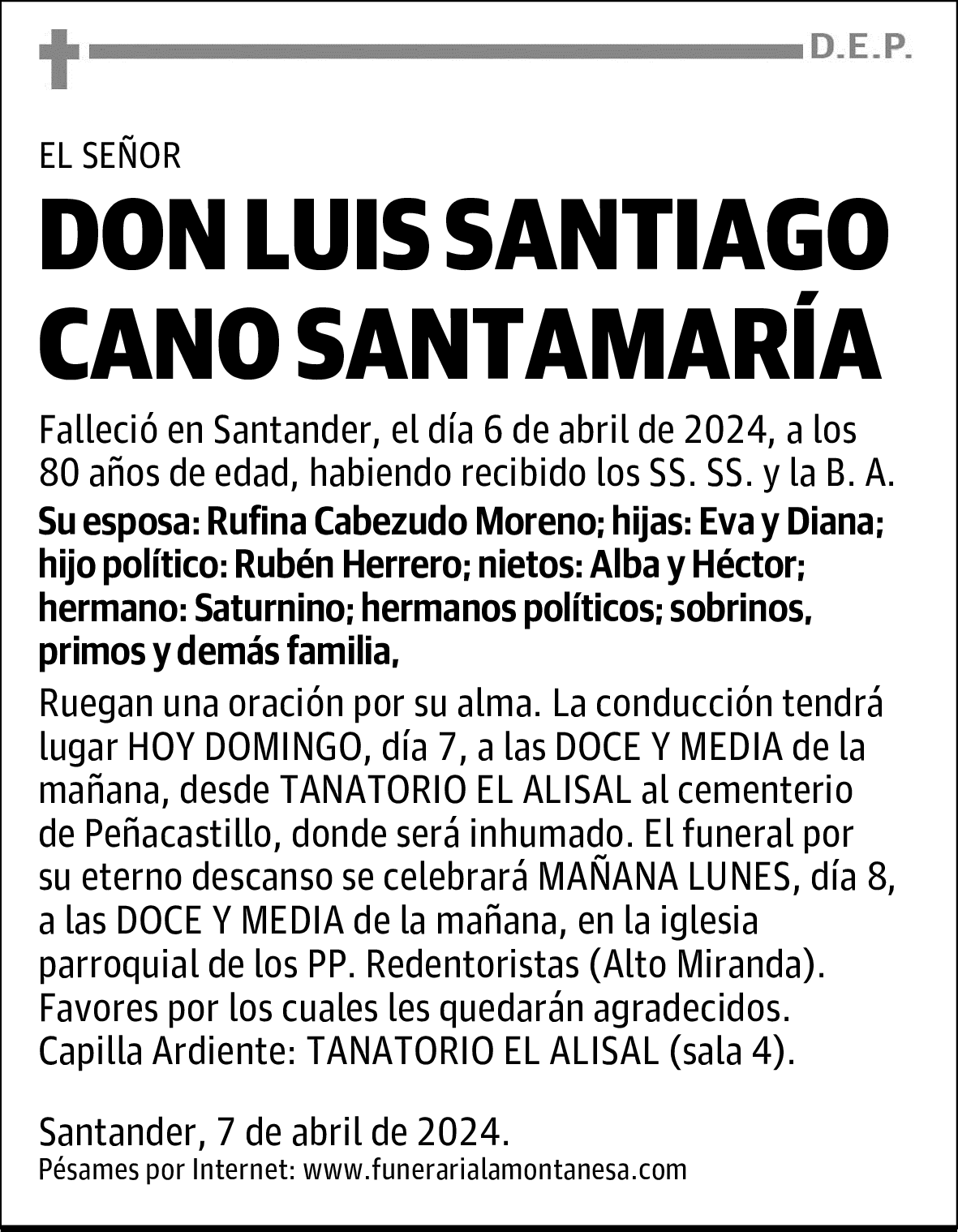 DON LUIS SANTIAGO CANO SANTAMARÍA