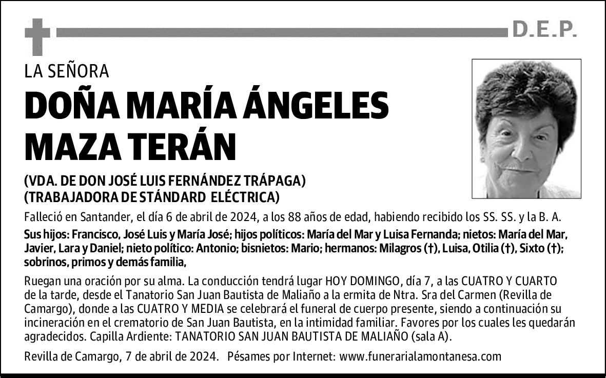 DOÑA MARÍA ÁNGELES MAZA TERÁN