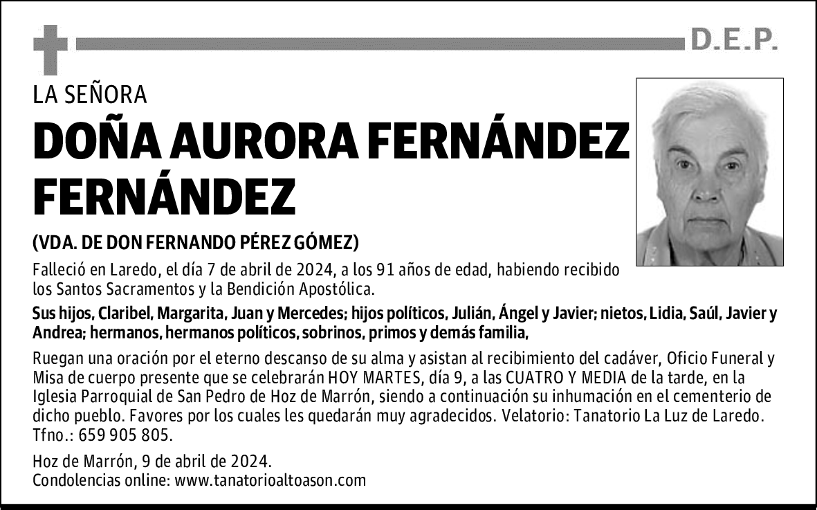 DOÑA AURORA FERNÁNDEZ FERNÁNDEZ