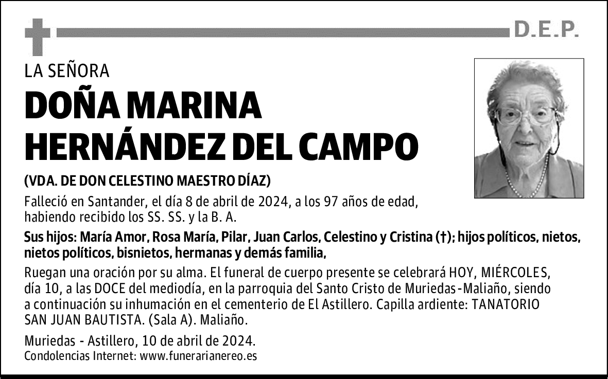 DOÑA MARINA HERNÁNDEZ DEL CAMPO
