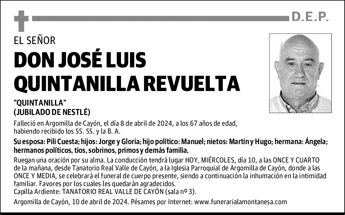 DON JOSÉ LUIS QUINTANILLA REVUELTA