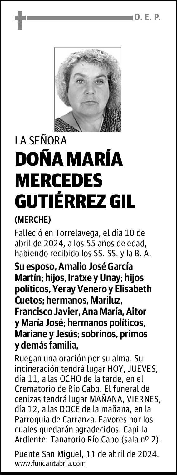 DOÑA MARÍA MERCEDES GUTIÉRREZ GIL