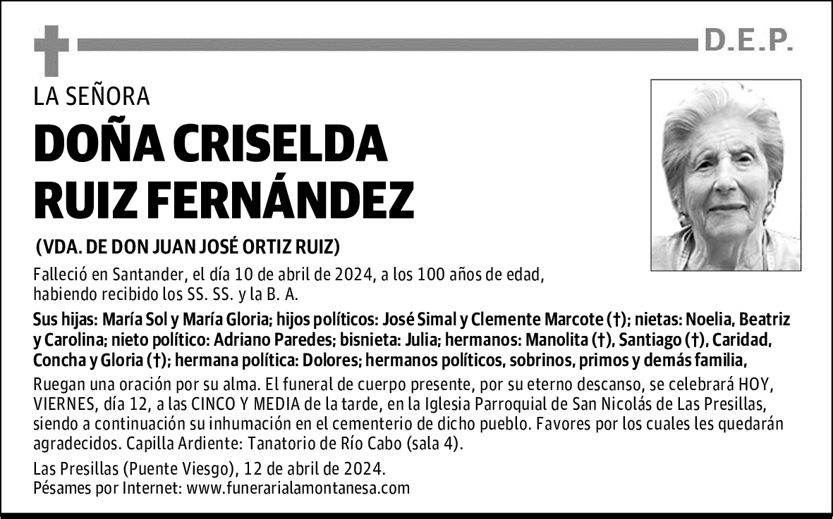 DOÑA CRISELDA RUIZ FERNÁNDEZ