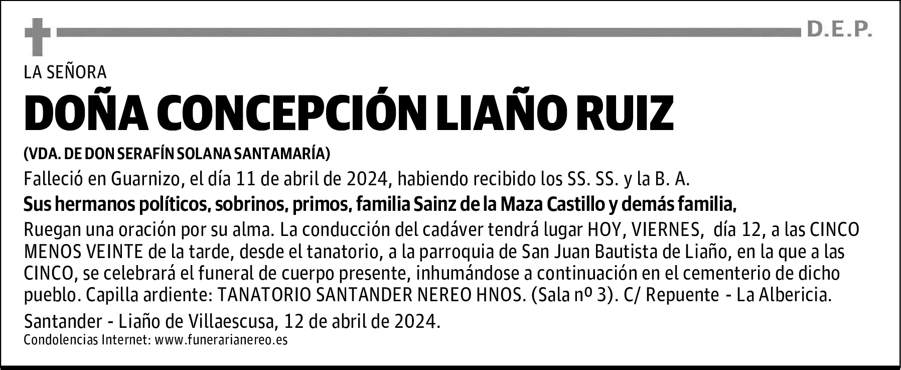 DOÑA CONCEPCIÓN LIAÑO RUIZ