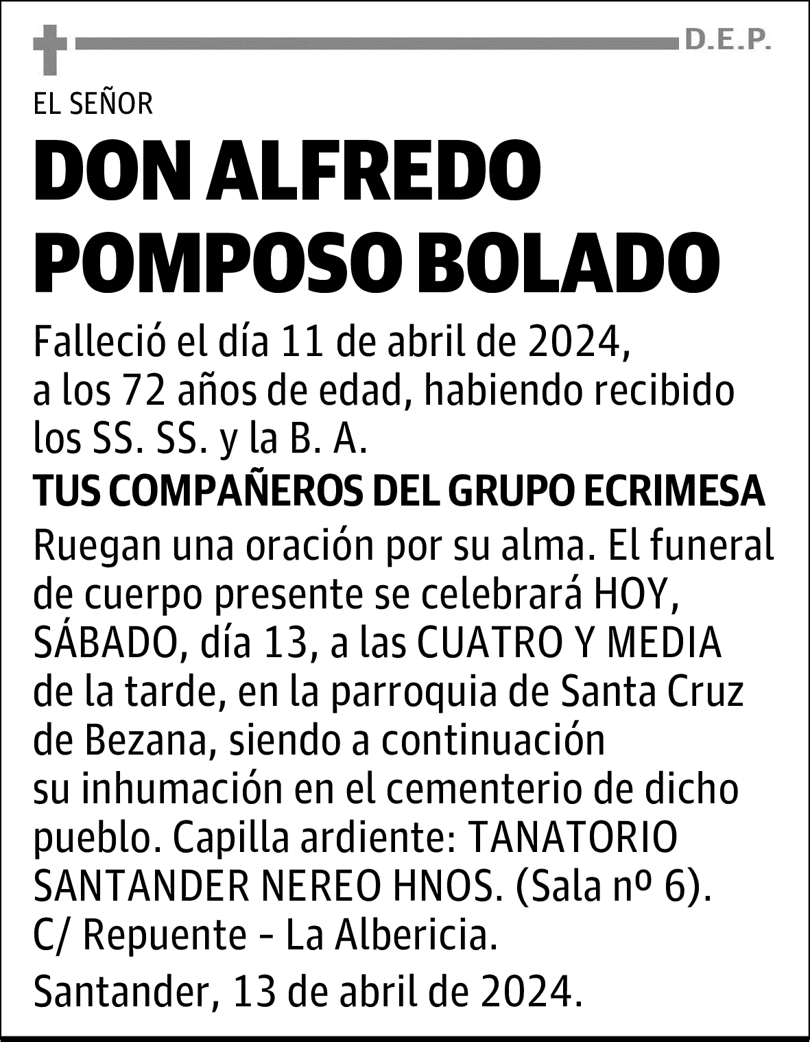 DON ALFREDO POMPOSO BOLADO