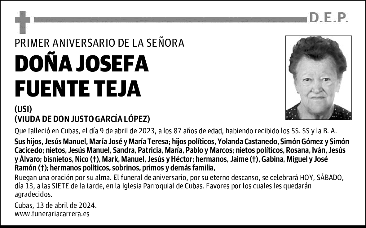 DOÑA JOSEFA FUENTE TEJA